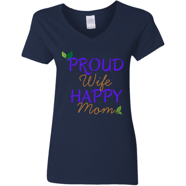 PriscaJoy Proud Happy Leaf Ladies' 5.3 oz. V-Neck T-Shirt