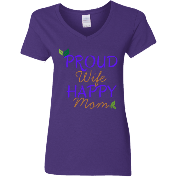 PriscaJoy Proud Happy Leaf Ladies' 5.3 oz. V-Neck T-Shirt
