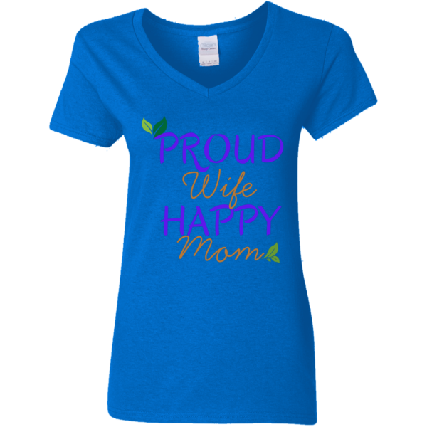 PriscaJoy Proud Happy Leaf Ladies' 5.3 oz. V-Neck T-Shirt