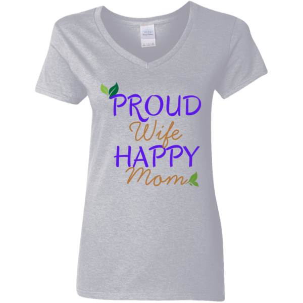 PriscaJoy Proud Happy Leaf Ladies' 5.3 oz. V-Neck T-Shirt