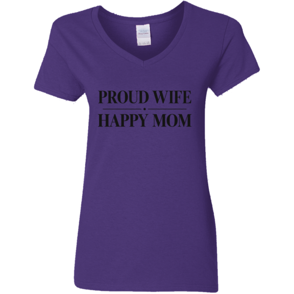 PriscaJoy Proud Happy Ladies' 5.3 oz. V-Neck T-Shirt