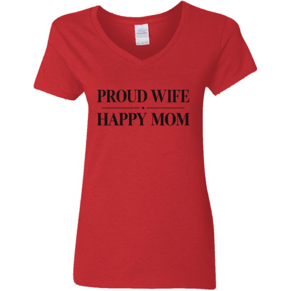 PriscaJoy Proud Happy Ladies' 5.3 oz. V-Neck T-Shirt