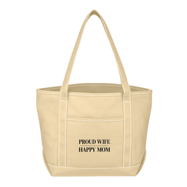 PriscaJoy Proud Happy Medium Cotton Canvas Yacht Tote Bag